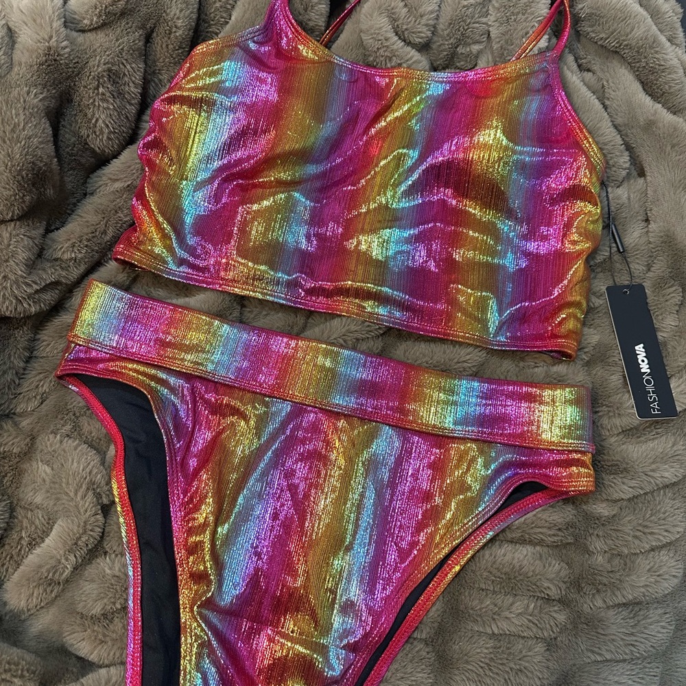 Fashion Nova Multicolor Shimmer Bikini